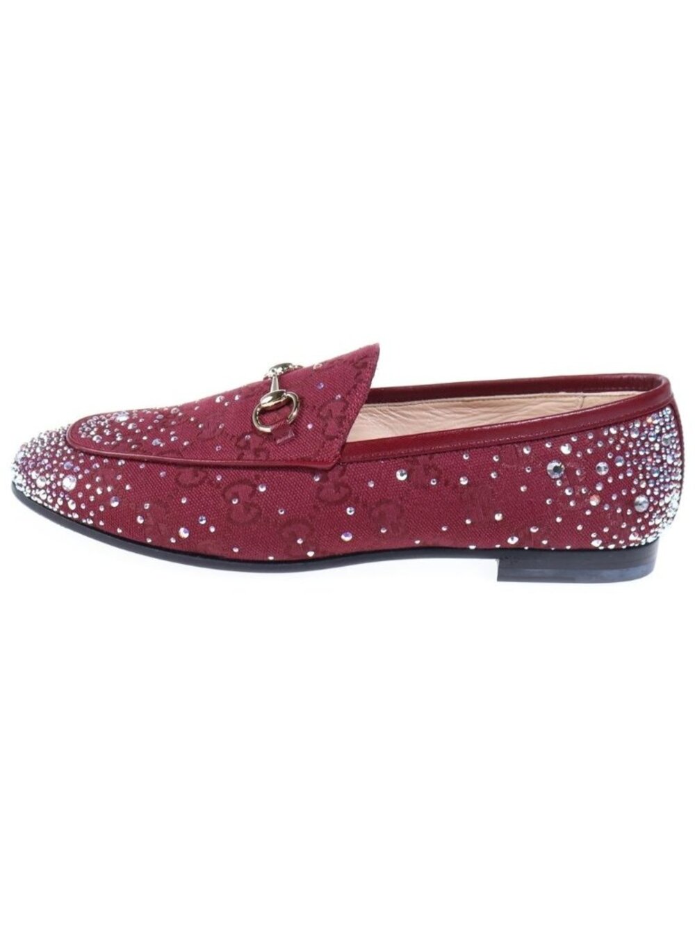Gucci Horsebit Rhinestone Loafers Red